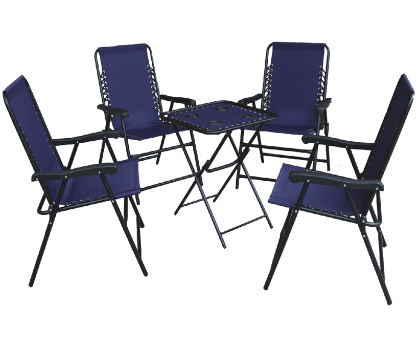 Ensemble LDG01 de chaises pliantes en toile avec table assortie