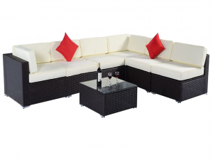 7pcs rattan wicker Modular Sectional Conversation Sofa Set