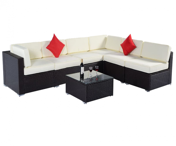 7pcs rattan wicker Modular Sectional Conversation Sofa Set