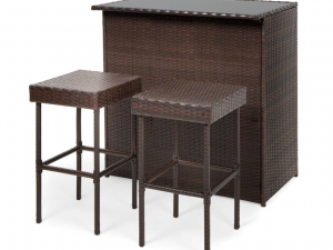 Rattan Wicker Bar Table Set