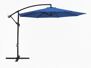 Blue 10ft Large Cantilever Patio Umbrella with Adjustable Tilt and Optional Solar Lights