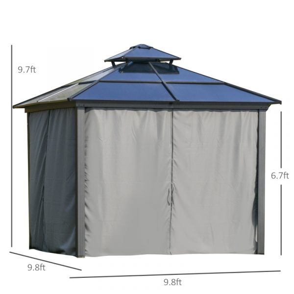 10' x 10' Polycarbonate Double Roof Gazebo with Sides - Image 3