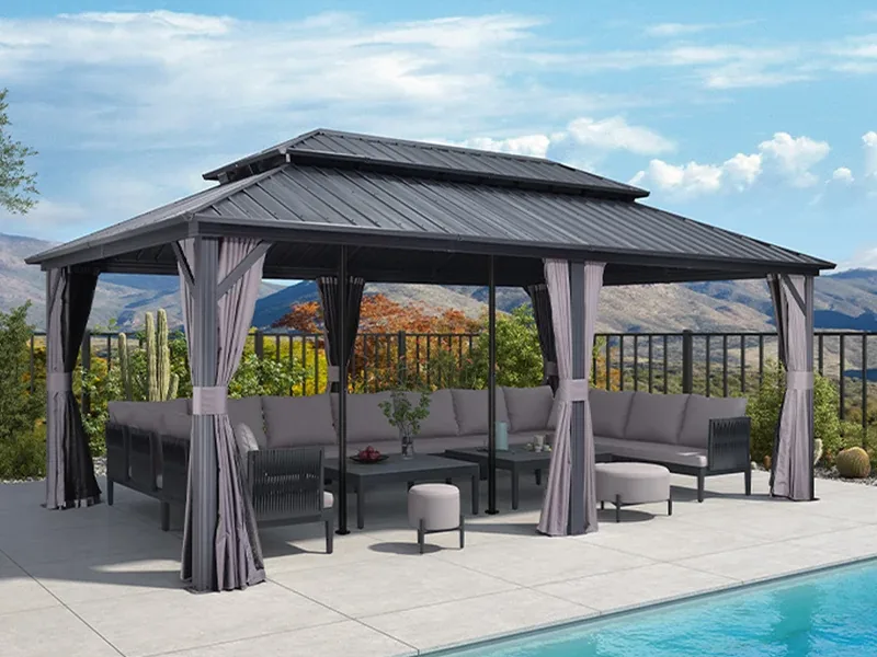 PURPLE LEAF grey hardtop gazebo product photo.