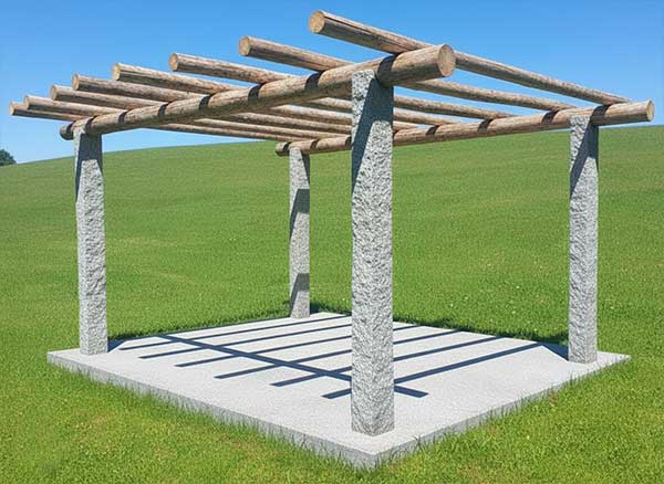 Rustic Stone & Wood Pergola