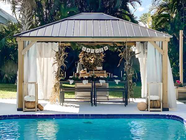 Metal Top Gazebo with Mosquito Netting