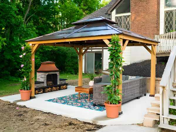 Permanent Hardtop Gazebo as a Front Yard Feature