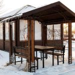Backyard gazebo in the snow