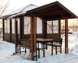 Backyard gazebo in the snow