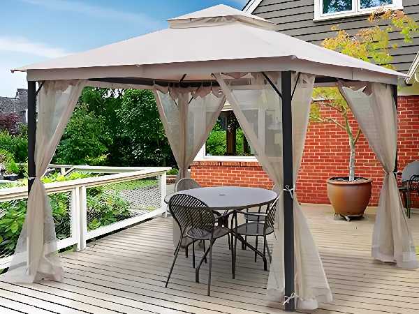 Soft-top gazebo with mosquito netting