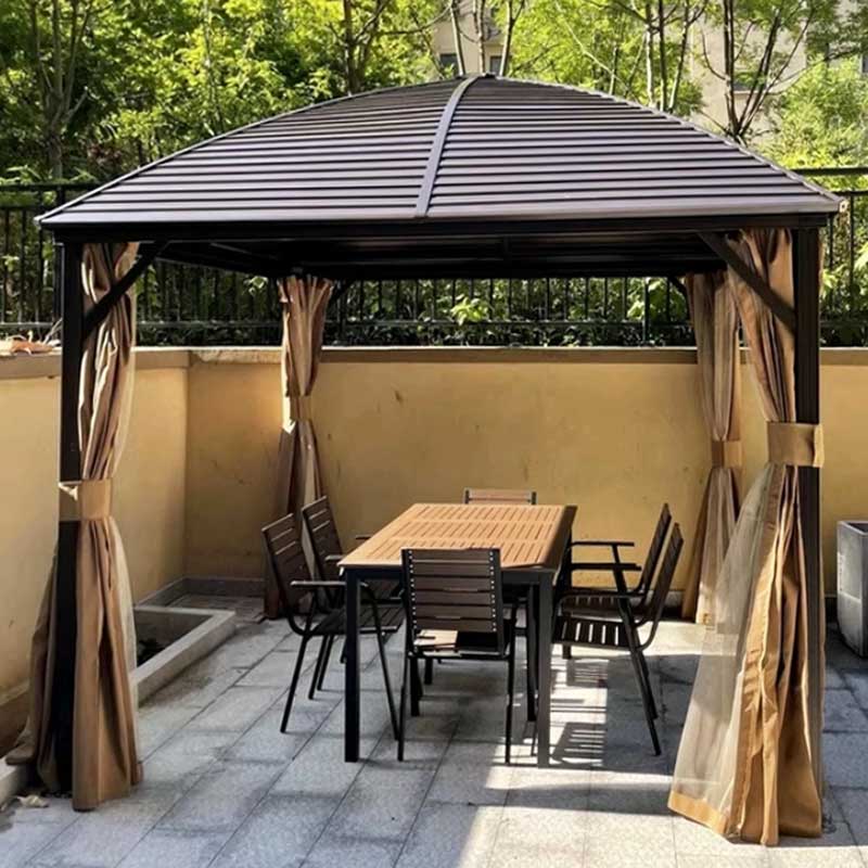 Tonnelle 3 x 3 m avec toit cintré en acier galvanisé