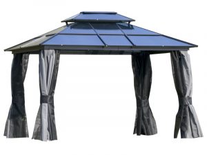 Tonnelle toit rigide avec panneaux latéraux