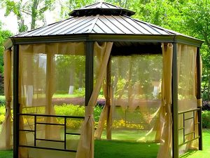 Tonnelle octogonale 14 pi avec châssis en aluminium et rideaux