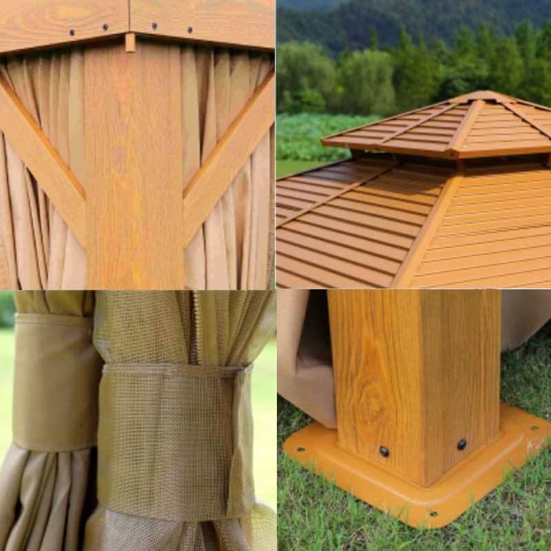 Détails de la tonnelle effet bois