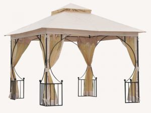 Tonnelle de terrasse 3 m × 3 m avec double toit souple et structure en acier