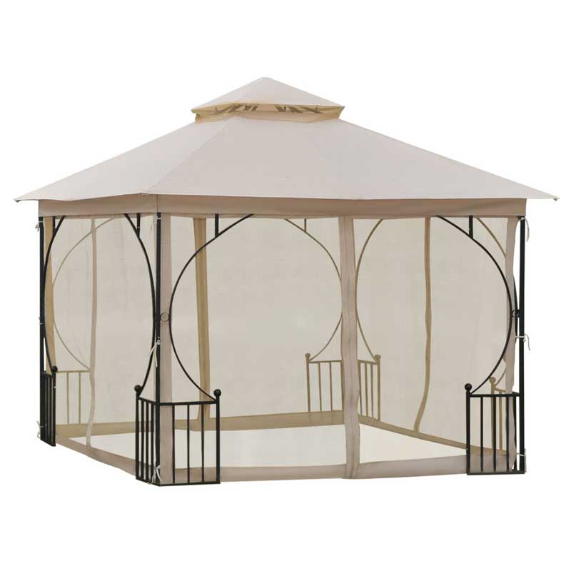 Tonnelle de terrasse 3 m × 3 m avec double toit souple