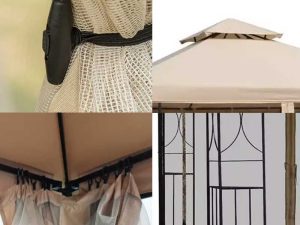 Tonnelle de terrasse en acier 3 m × 3 m avec double toit en polyester