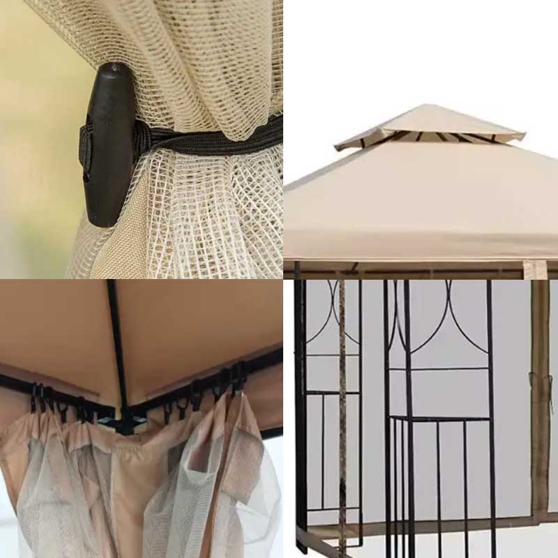 Tonnelle de terrasse en acier 3 m × 3 m avec double toit en polyester