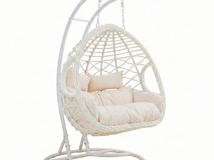 Wave-Design Double-Pole Double Egg Hanging Swing Chair-