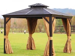 Tonnelle double toit 3 m × 3 m, toit en acier galvanisé