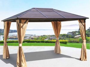 Tonnelle à toit acier 3 m × 3,6 m avec structure en aluminium