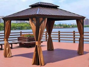 Tonnelle double toit 3 m × 3,6 m avec parois latérales