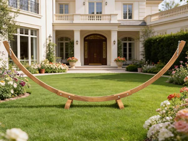 A wooden stand blending naturally into the backyard