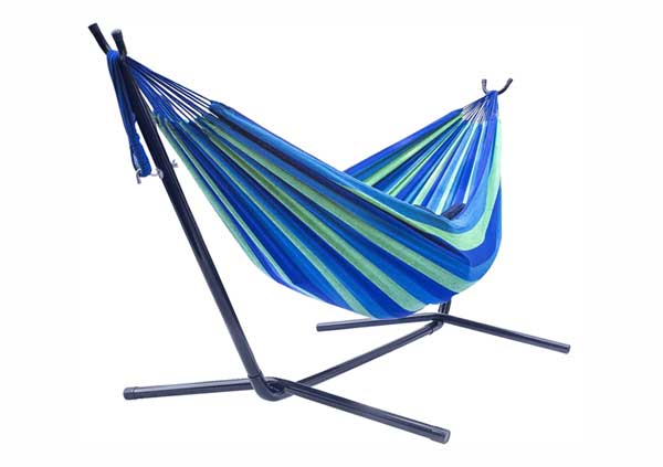 Adjustable tri-beam hammock stand