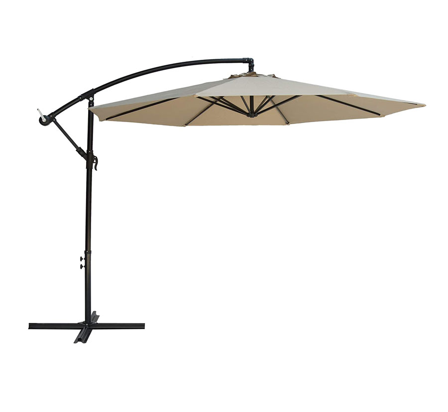 Parasol déporté de terrasse 3 m avec inclinaison réglable et éclairage solaire en option