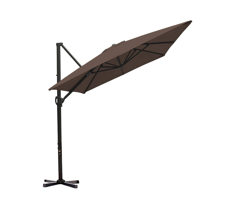 Parasol terrasse Roma rectangulaire 3 x 3 m avec cadre hydraulique en aluminium et base rotative à 360°