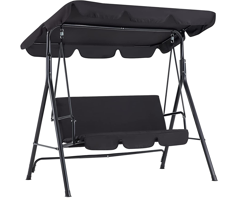 Balancelle extérieure autoportante avec auvent réglable et coussin amovible