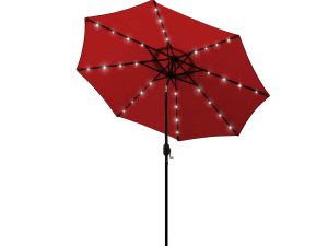 9ft-Solar-Patio-Umbrella-with-Tilt-Crank-and-32-LED-Lights.jpg Parasol solaire de terrasse 2,7 m avec inclinaison, manivelle et 32 LED