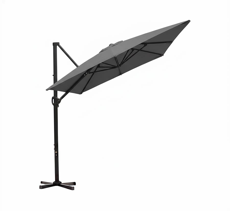 Parasol de terrasse Roma rectangulaire gris 3 x 3 m