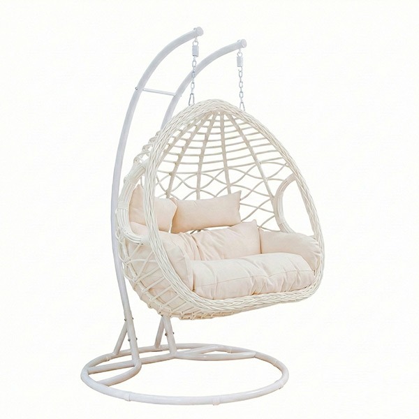 Wave-Design Double-Pole Double Egg Hanging Swing Chair